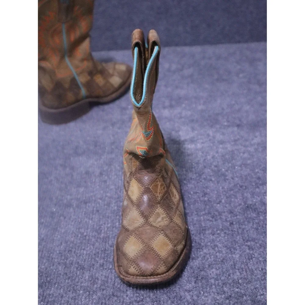 Horse Power Boots Anderson Bean Kids 13‎  Patchwork Leather HP 1053 Square Toe
